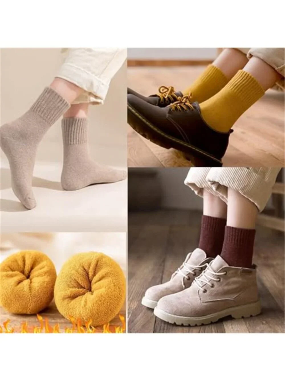 Thermal Wool Socks Womens Winter Boot Socks Thick Warm Cozy Fuzzy 5 Pack